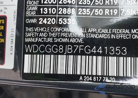 2015 Mercedes-Benz Glk 350 4Matic z USA, uszkodzony, nr VIN WDCGG8JB7FG441353